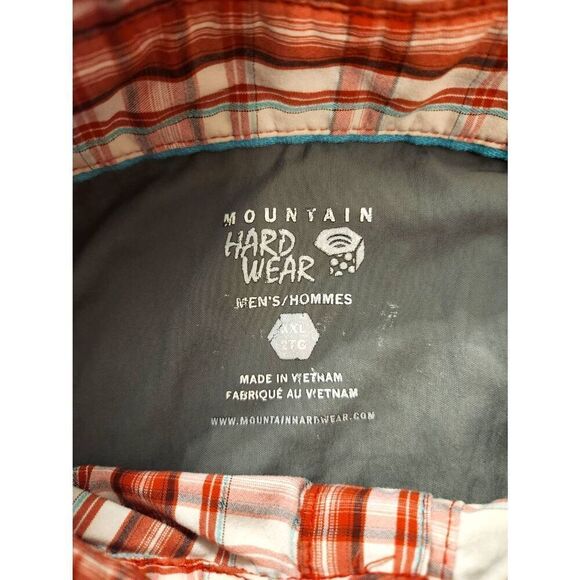 Mountain Hardwear mens 2XL button up performance hiking shirt zip pocket plaid - Picture 3 of 10